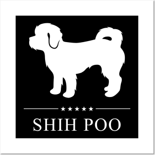 Shih Poo Dog White Silhouette Posters and Art